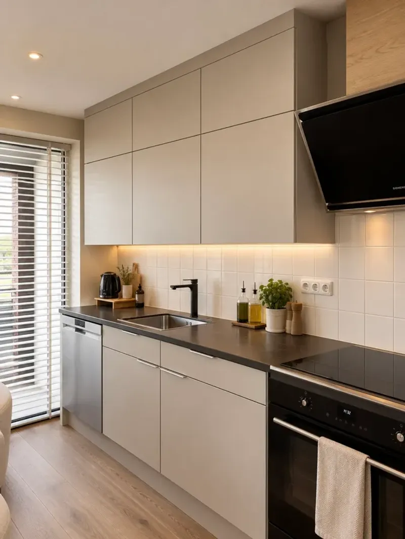 Keuken beige gewrapt