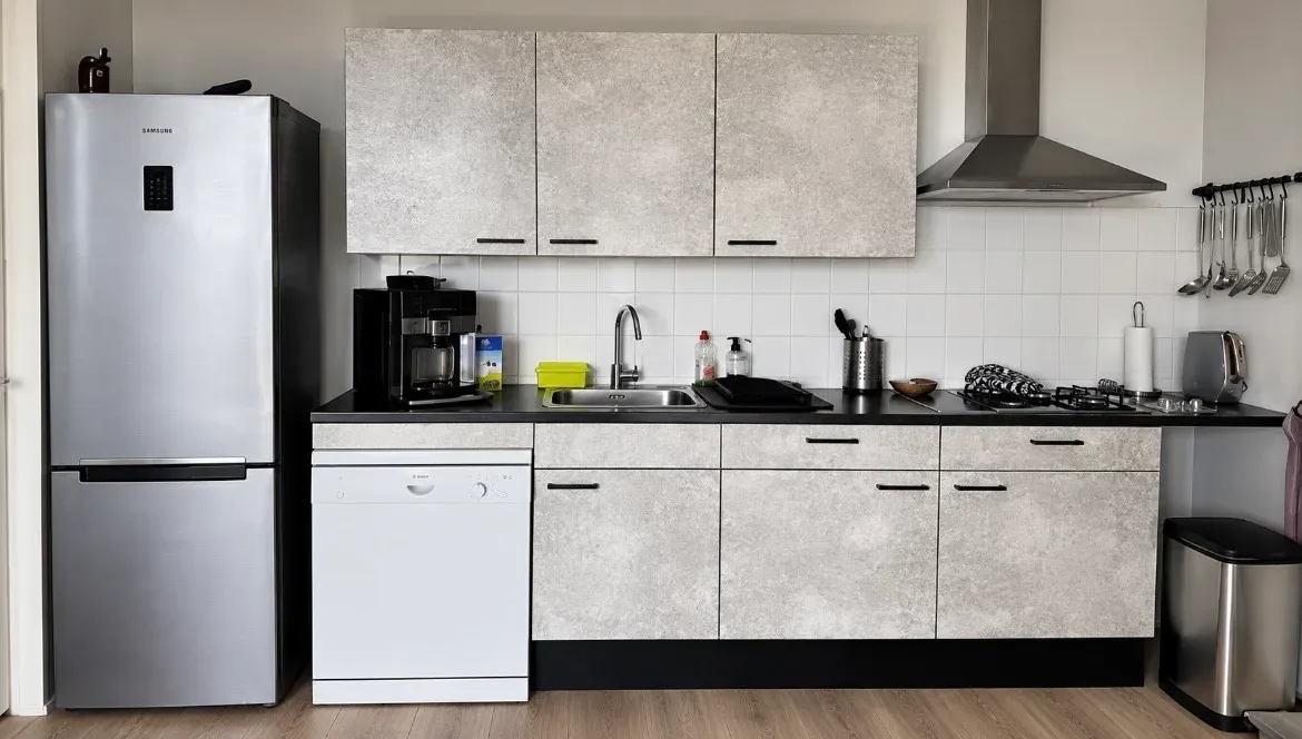 Van witte keuken naar betonlook keuken