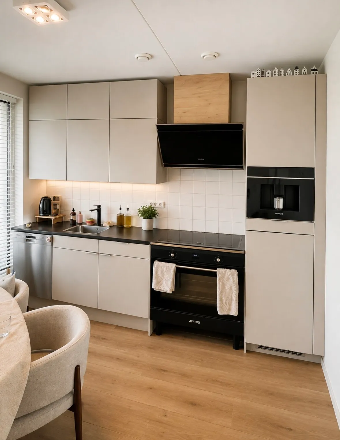 Keuken gewrapt in warme beige tint